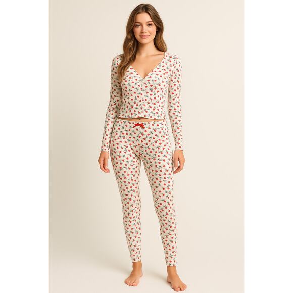 For Love & Lemons Ribbed Floral Lounge Set Size M